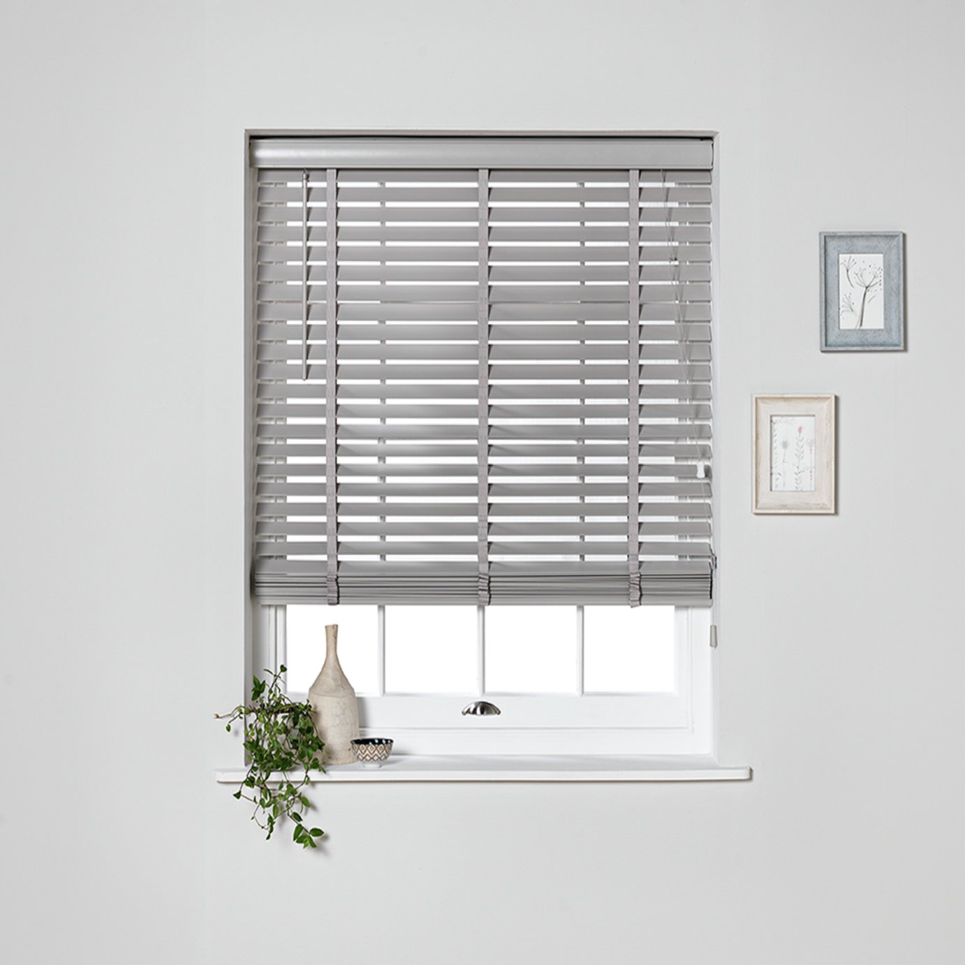 Habitat Elliott 50mm Wooden Tape Venetian Blind - Taupe