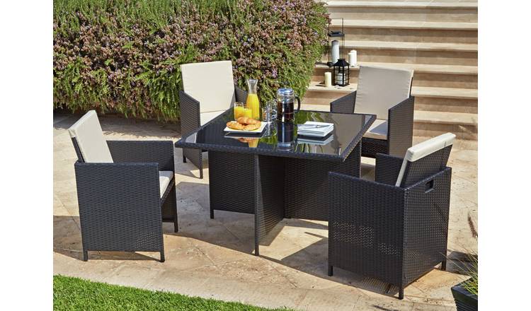 Buy Argos Home 4 Seater Ratan Effect Patio Set Black Patio sets