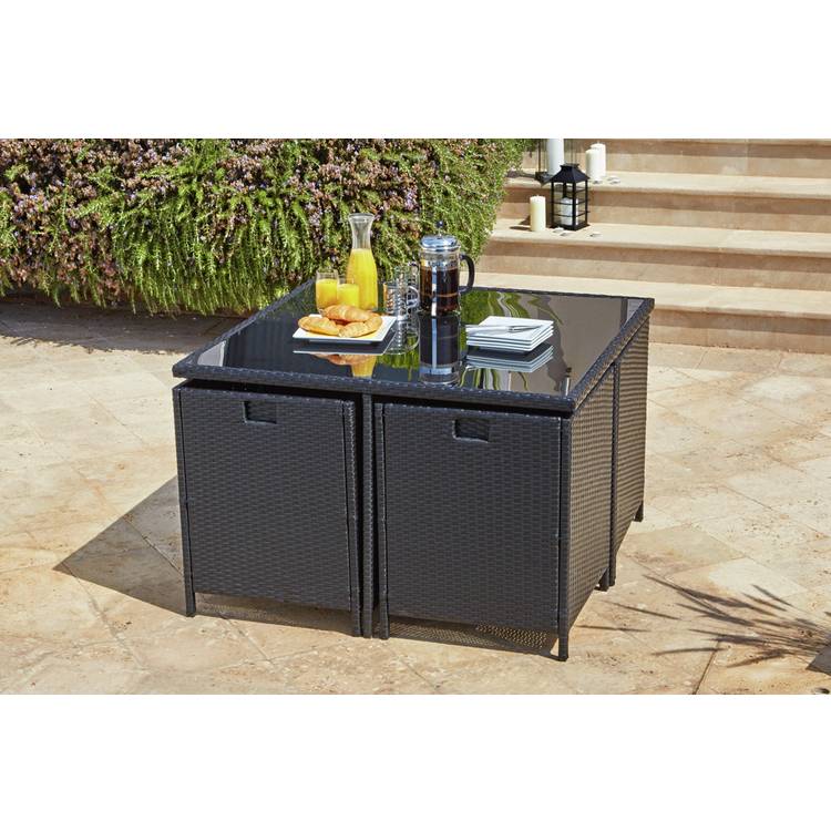 Argos Home 4 Seater Ratan Effect Patio Set - Black 0