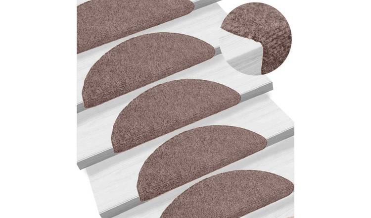 Walplus Pack of 15 Half Round Stair Mats - Light Brown - 65 x 21 cm