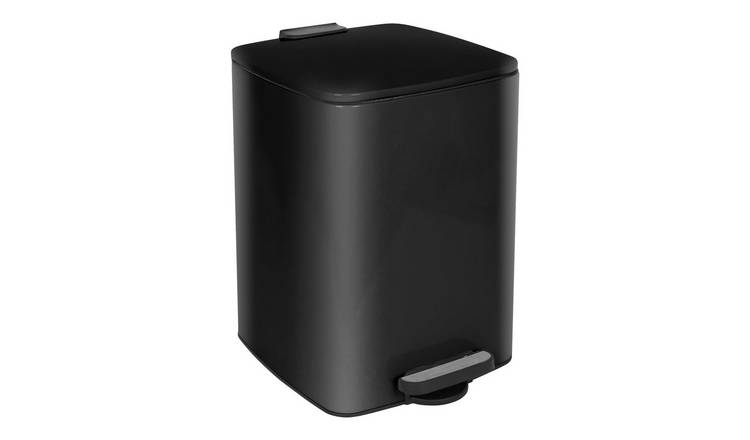 Harbour Housewares Square Stainless Steel Kitchen Pedal Bin - 20L - Black