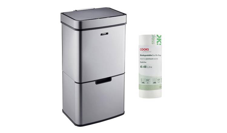 Cooks Professional 75L Sensor Bin with 25 Biodegradable Bags - Silver