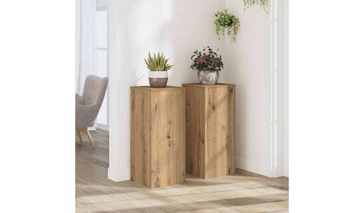 Walplus Pack of 2 Engineered Wood Plant Stand - Artisan Oak - 30 x 30 x 70 cm