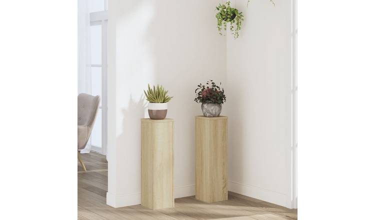Walplus Pack of 2 Engineered Wood Plant Stand - Sonoma Oak - 17 x 17 x 60 cm