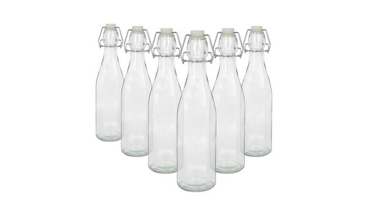 Argon Tableware Glass Bottles with Swing Top - Pack of 6