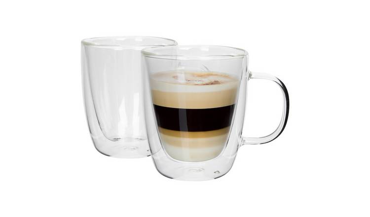 Rink Drink Double-Walled Glass Coffee Cups Set - 386ml - Pack of 2