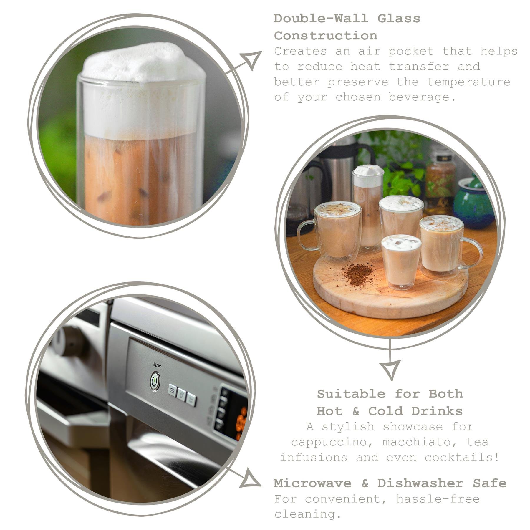Rink Drink Double-Walled Glass Coffee Cups Set - 386ml - Pack of 2 - Image 2