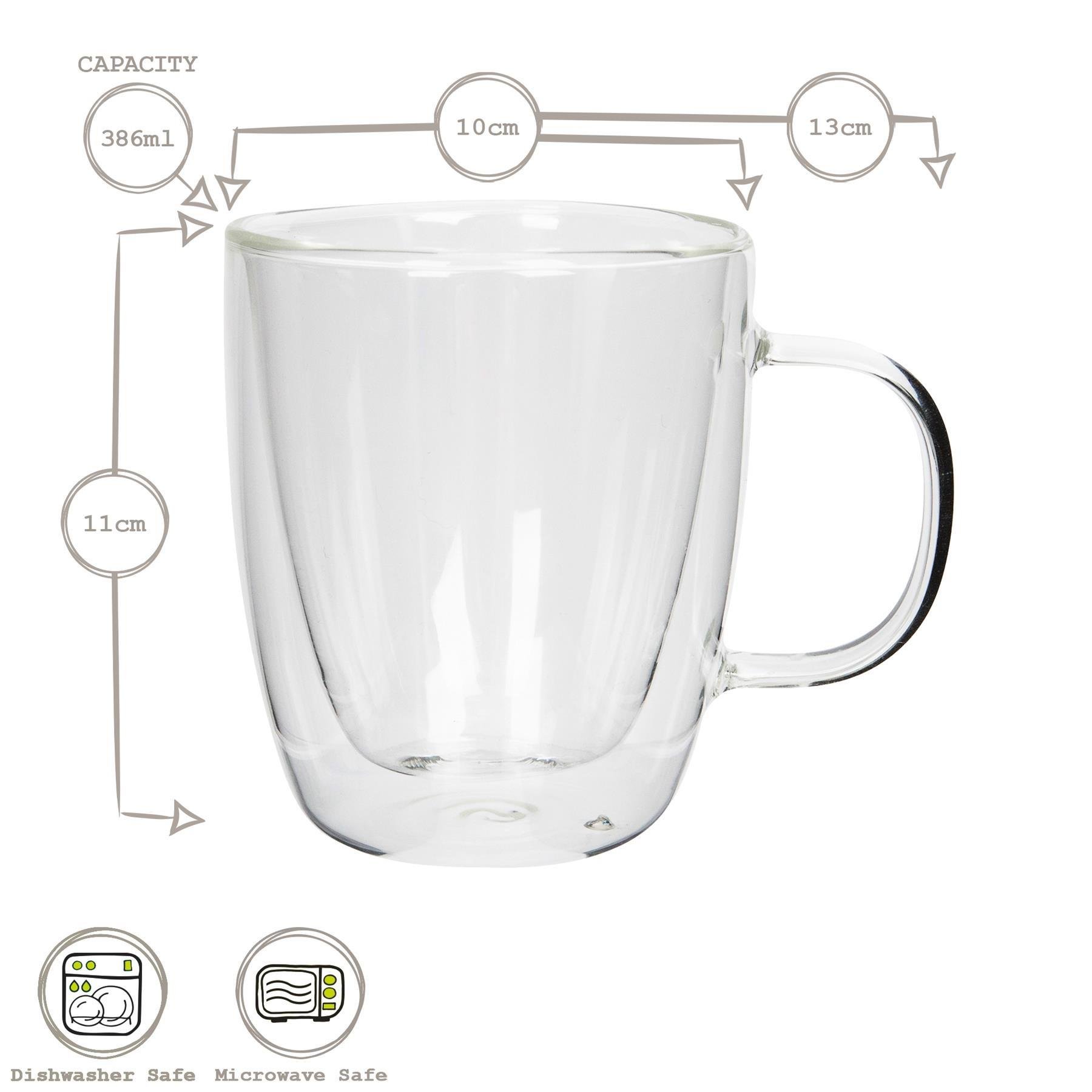 Rink Drink Double-Walled Glass Coffee Cups Set - 386ml - Pack of 2 - Image 3