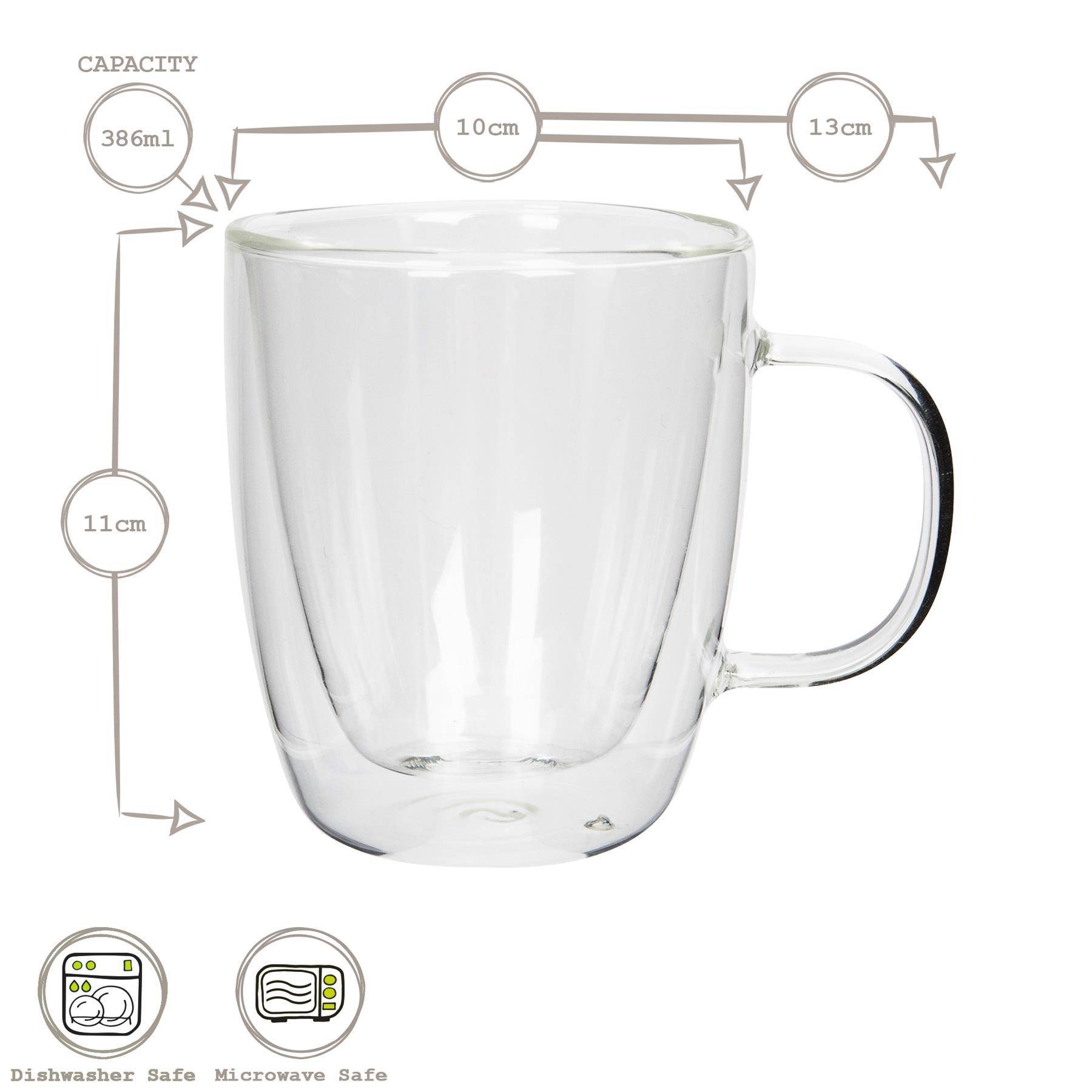 Rink Drink Double-Walled Glass Coffee Cups Set - 386ml - Pack of 2 - Image 3