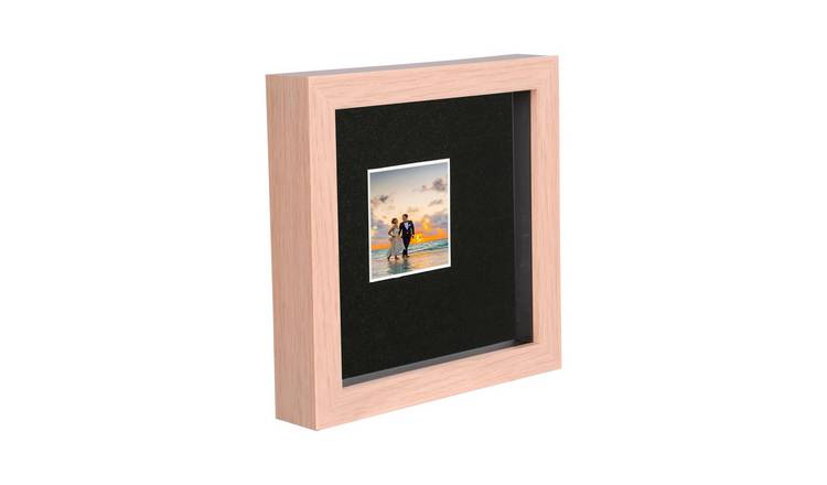 Nicola Spring 3D Box Photo Frame - 6 x 6" with Mount - Light Brown