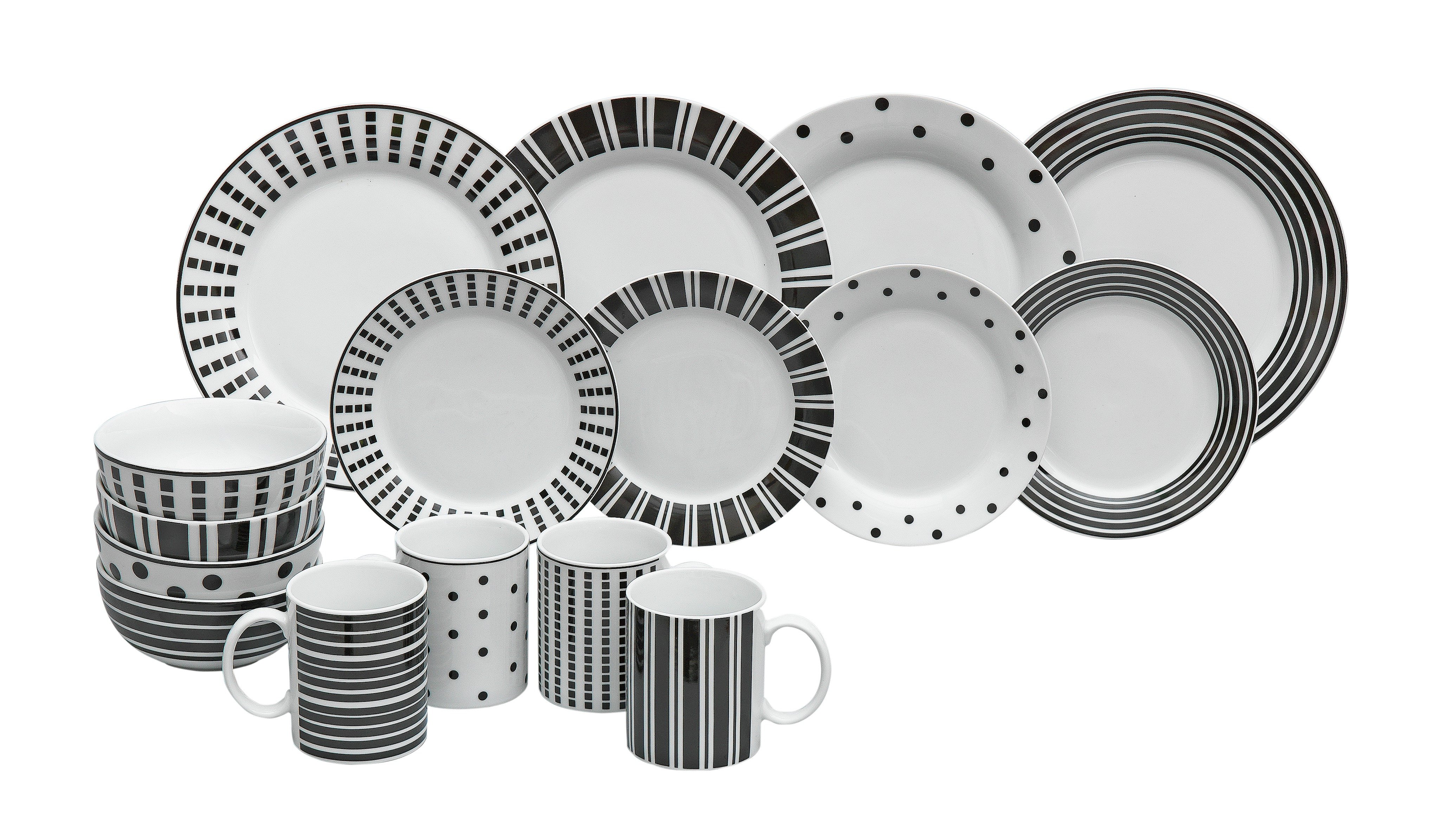 Argos Home Simplicity 16 Piece Porcelain Dinner Set - Black