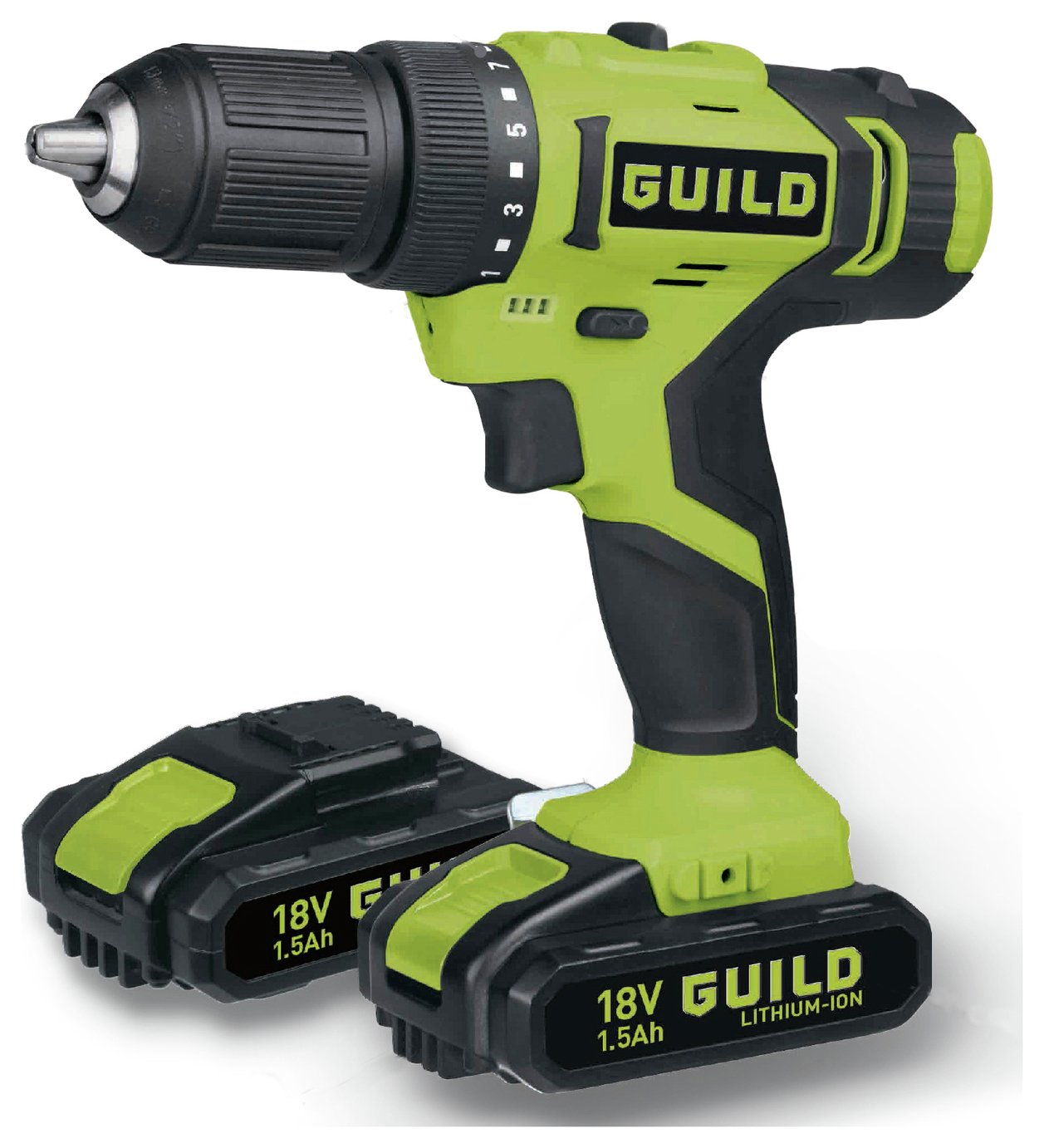 Guild 1.5AH Li ion Cordless Drill Driver and 2 18V Batteries