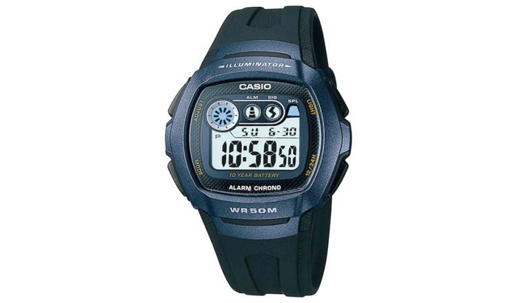 Casio men's lcd hotsell black resin strap watch