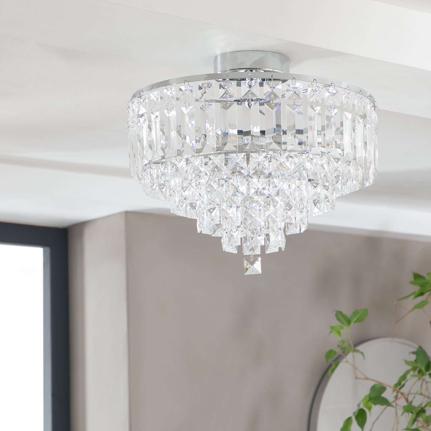 Argos Home Olivia 3 Light Ceiling Fitting - Clear / Chrome