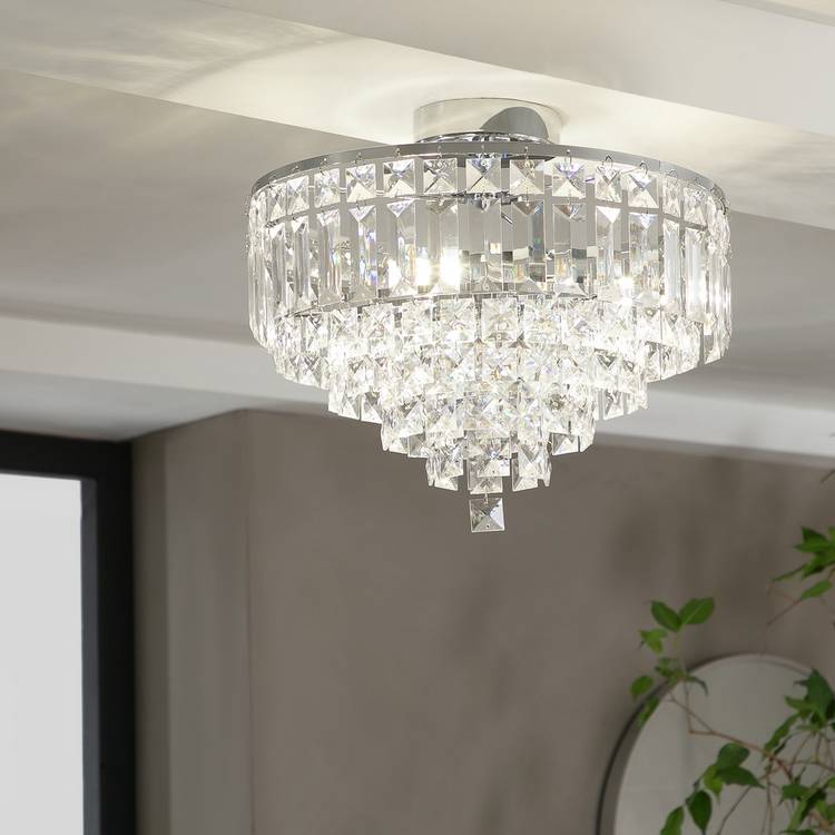 Argos Home Olivia 3 Light Ceiling Fitting - Clear / Chrome 0