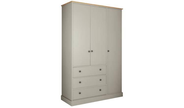 Argos Home Kensington 3Dr 3Drw Wardrobe - Soft Grey /Oak Eff