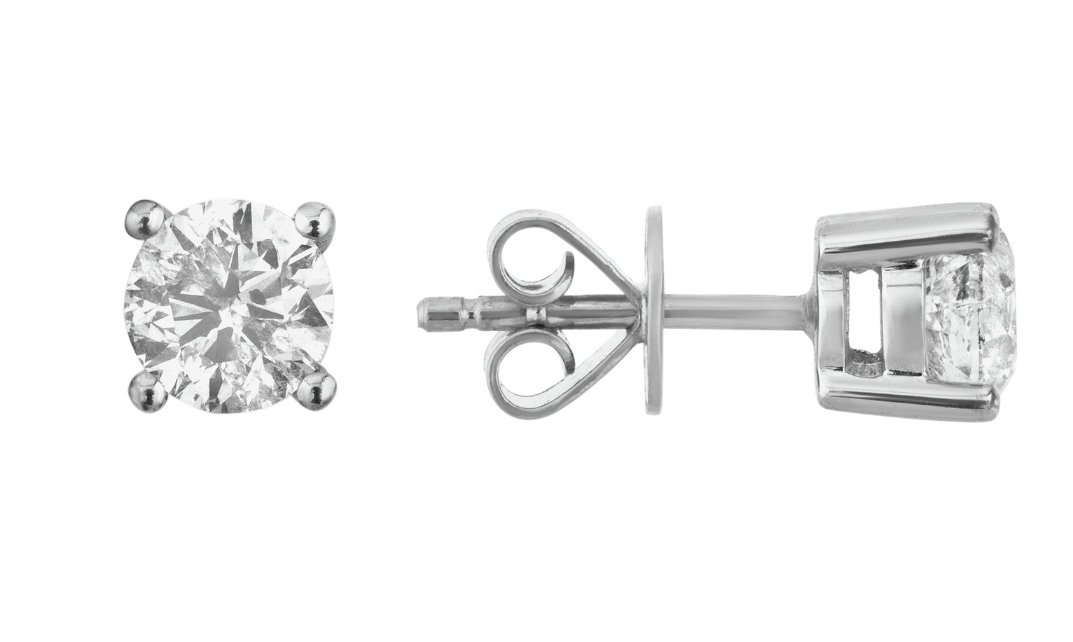 Revere 9ct White Gold 1.00ct tw Diamond Solitaire Earrings