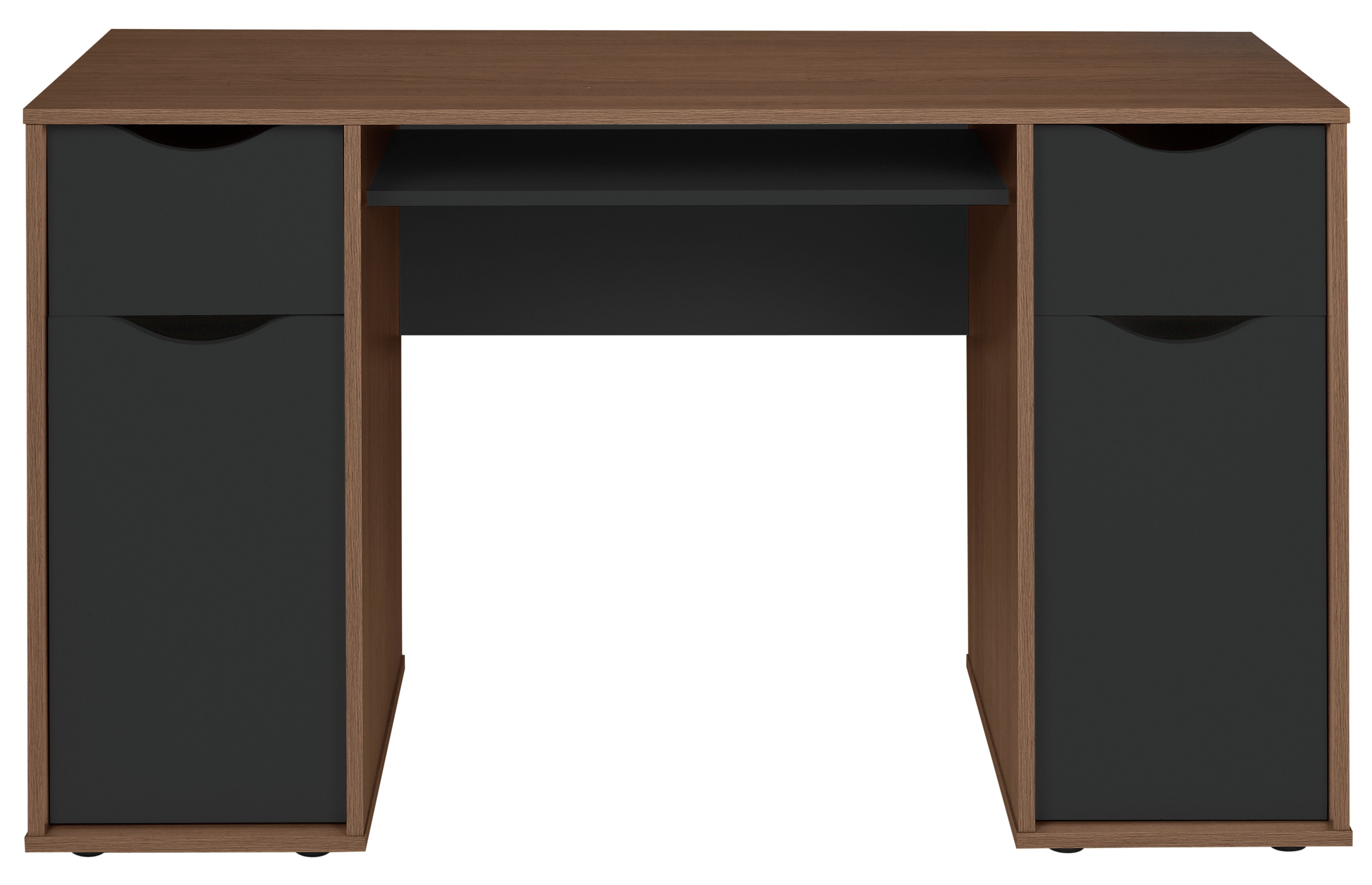 Argos Home Berkeley Pedestal Desk - Black & Walnut Effect