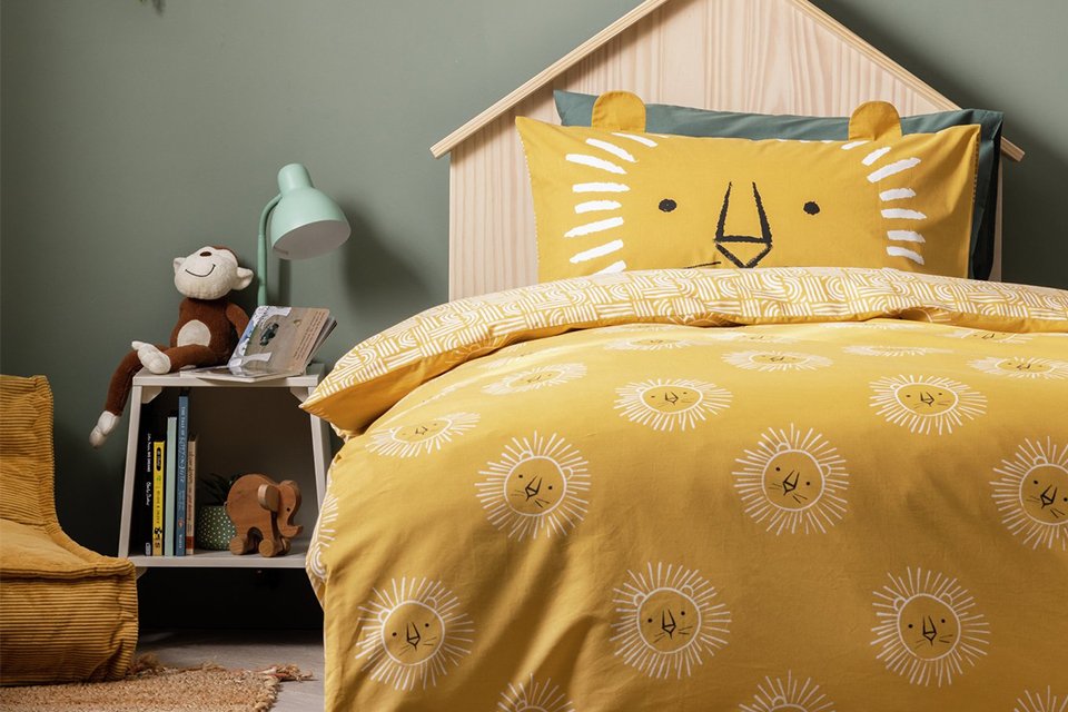 Habitat Cotton Safari Lion Yellow Bedding Set.