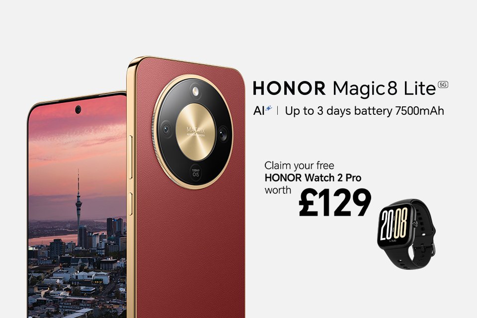 Honor Magic8 Lite. Up to 3 days battery 7500mAh.
