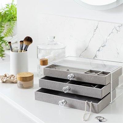 Argos Home Transparent Perspex Three Drawer Jewellery Box.