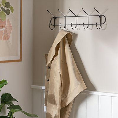 Argos Home Pack of 5 Coat Hooks - Black.