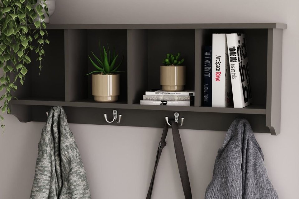 GFW Kempton 92cm Wall Rack - Grey.