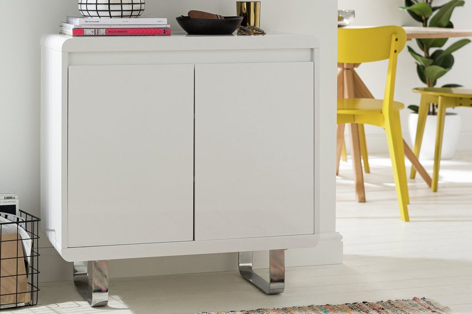Argos Home Sleigh 2 Door Sideboard - White Gloss.