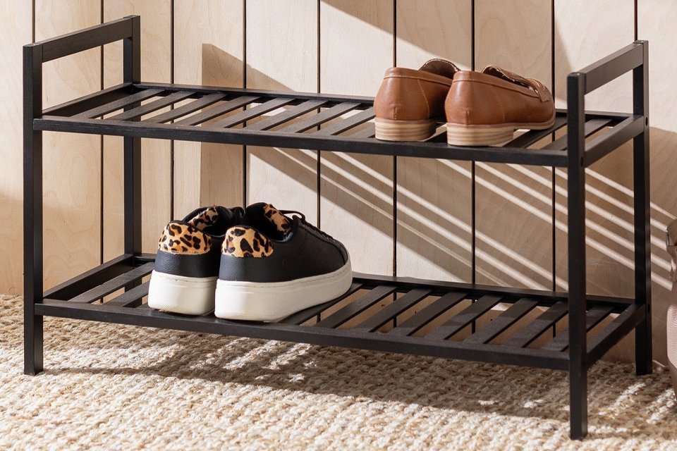 Habitat Kitt Bamboo 2 Shelf Shoe Rack - Black.