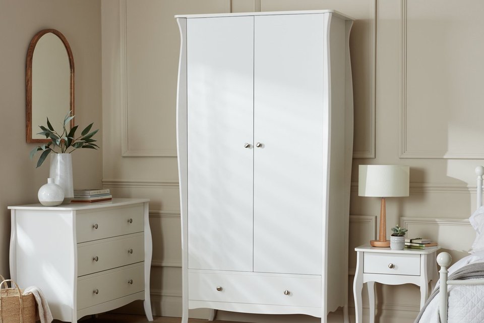 Argos Home Amelie 3 Piece 2 Door Wardrobe Set in white.