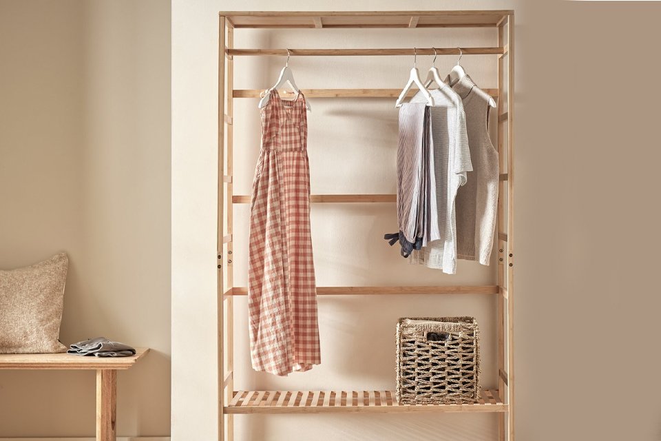 Habitat Cullen Double Bamboo Open Wardrobe - Oak.