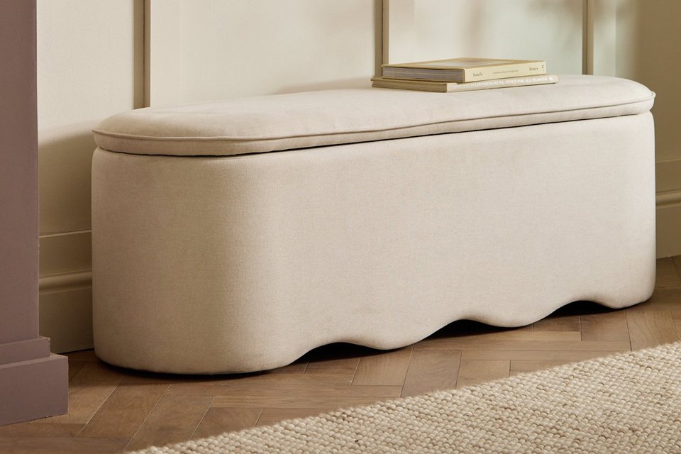 Habitat Onda Large Fabric Ottoman - Natural.