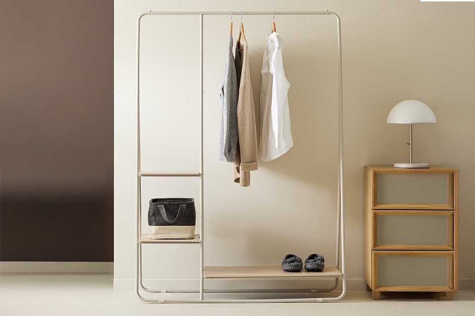 Habitat Cici Adjustable Clothes Rail with Shelves - Grey.