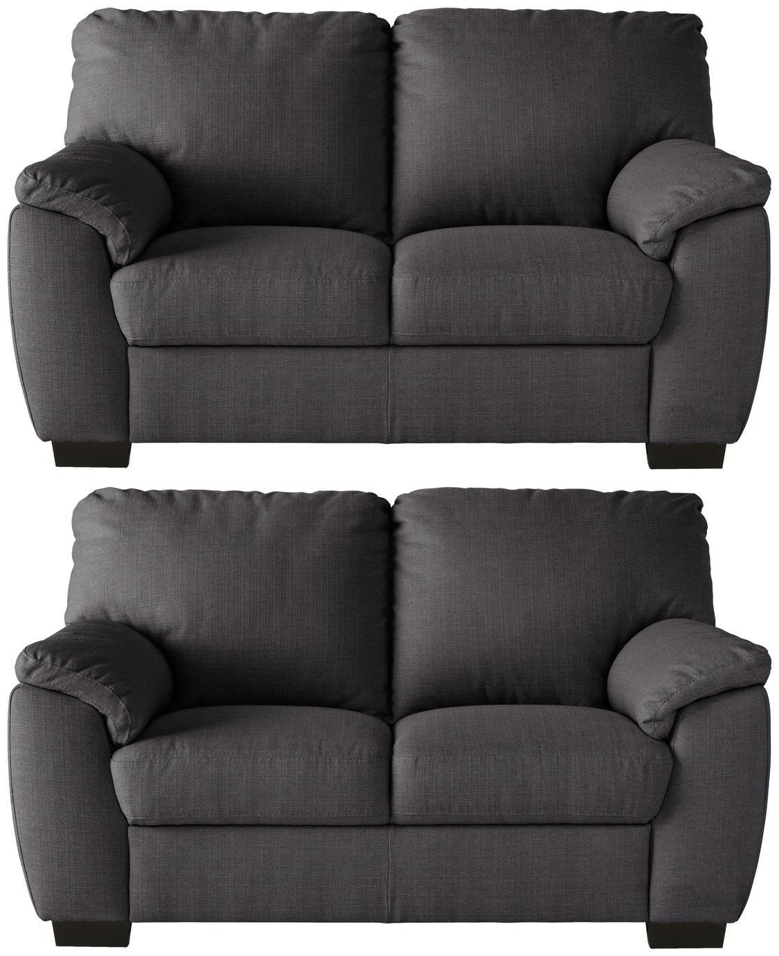 Argos Home Milano Pair of Fabric 2 Seater Sofa - Charcoal