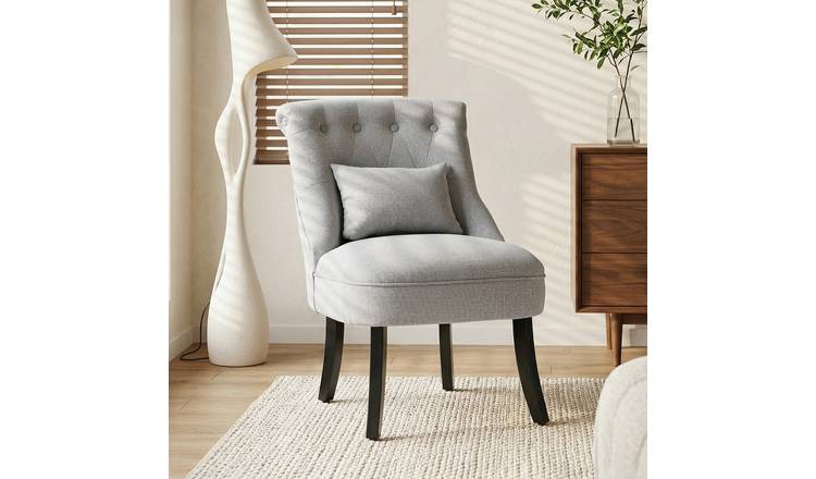 HOMCOM Linen Fabric Modern Button Tufted Accent Chair - Grey