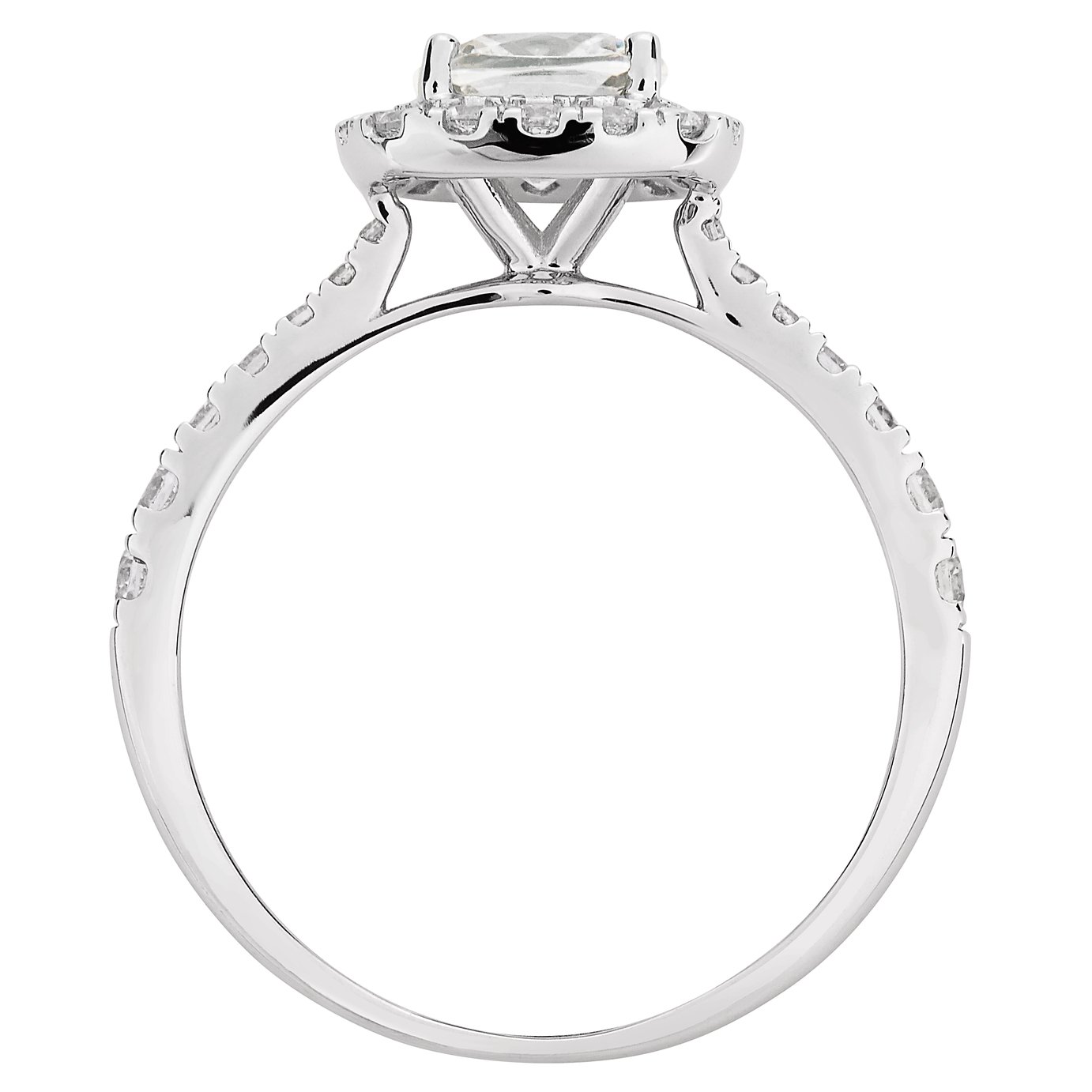 Revere 9ct White Gold Cushion Cut Cubic Zirconia Halo Ring-T Review