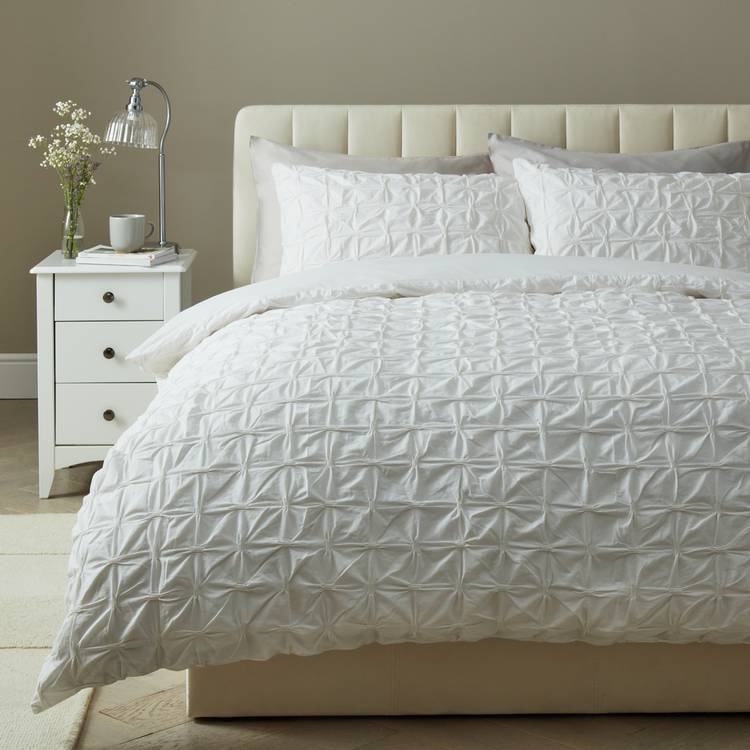 Argos Home Elastic Pintuck White Bedding Set - Superking 0