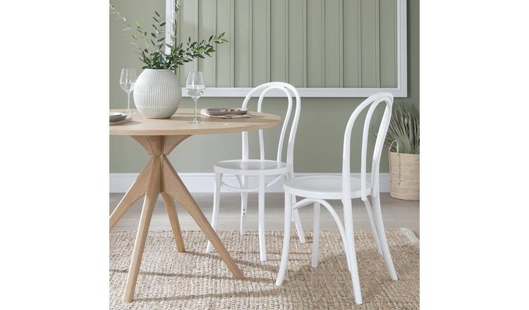 Buy Habitat Larsa Pair of Solid Wood Dining Chairs - White | Dining ...