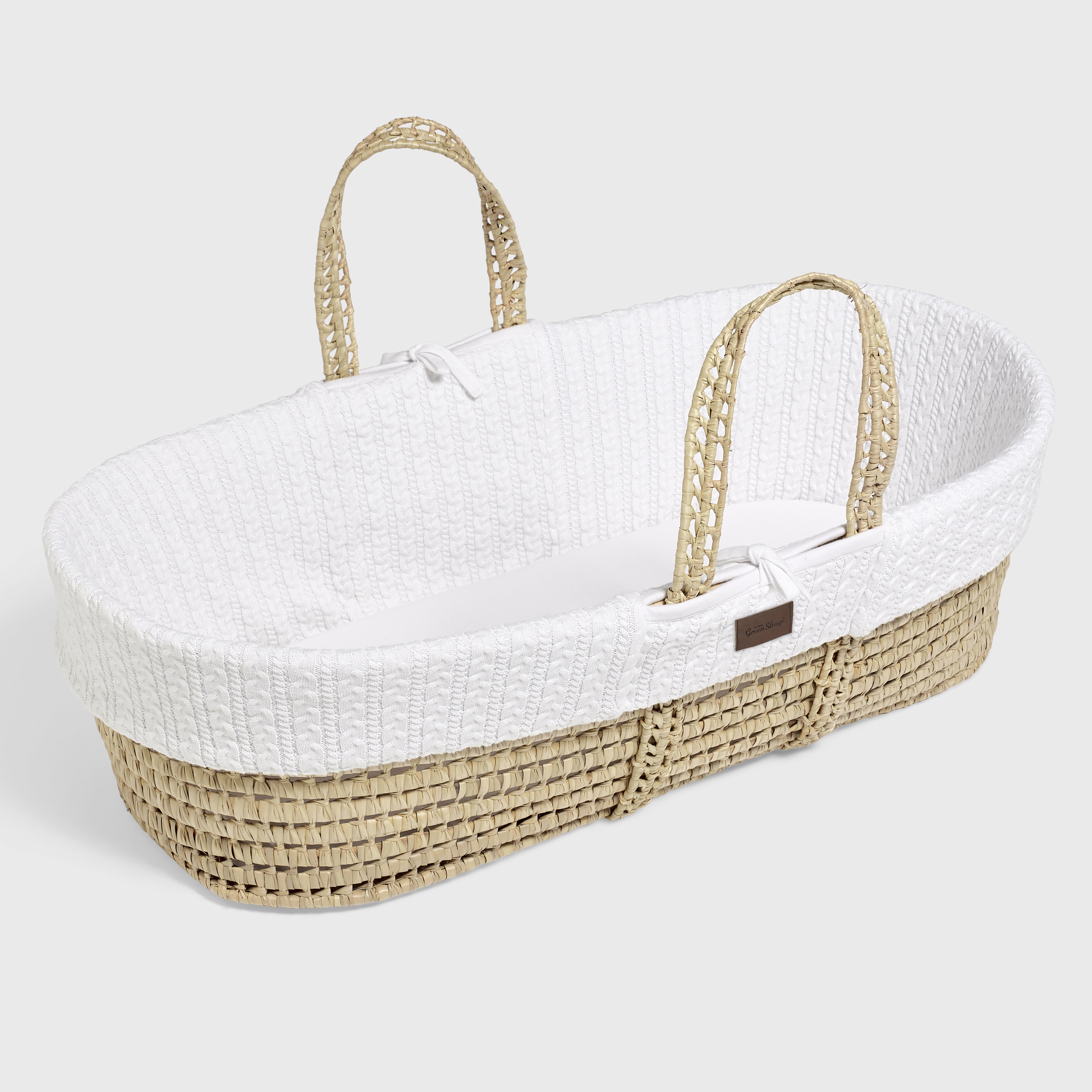 The Little Green Sheep Snuz Knitted Moses Basket - White 