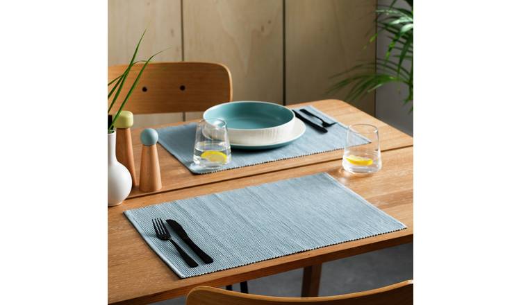 Habitat Ribbed Duck Egg Set of 4 Placemats