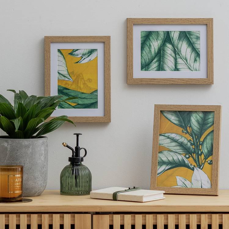 Habitat 3 Pack Oak Effect Wooden Picture Frames - 4x6" 0