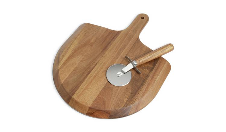 Habitat Industrial Acacia Wooden Pizza Board with Cutter