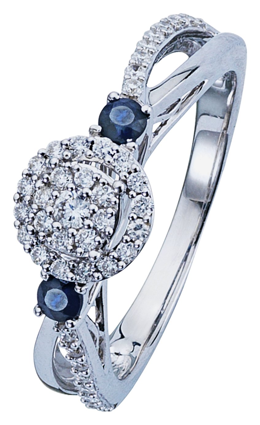 Revere 9ct White Gold Sapphire & 0.33ct Diamond Halo Ring -K Review