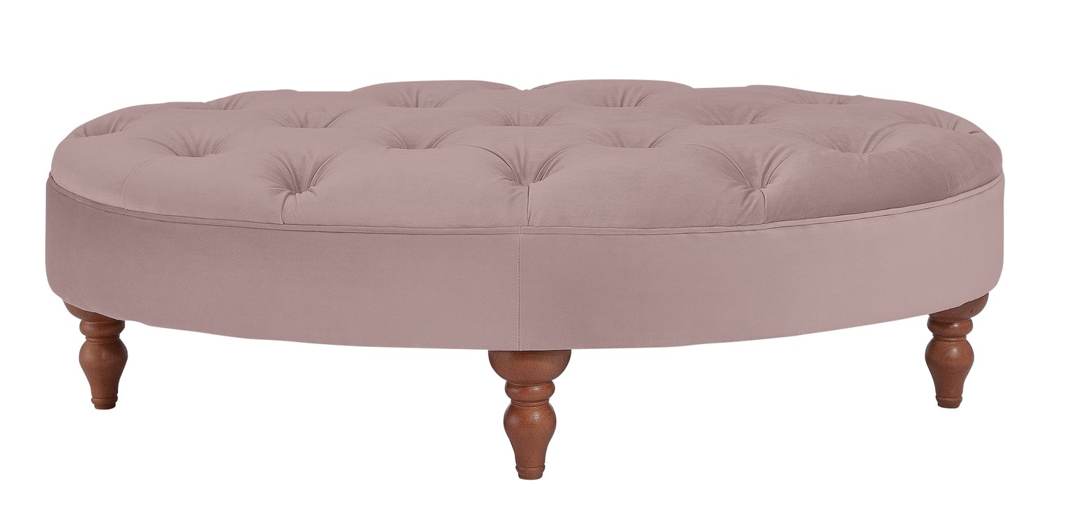 Habitat Valerie Velvet Footstool - Pink