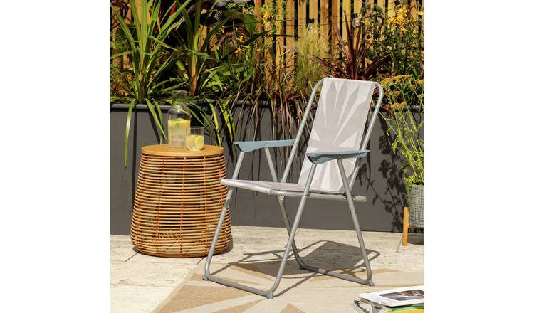 Habitat Folding Metal Garden Chair - Light Grey