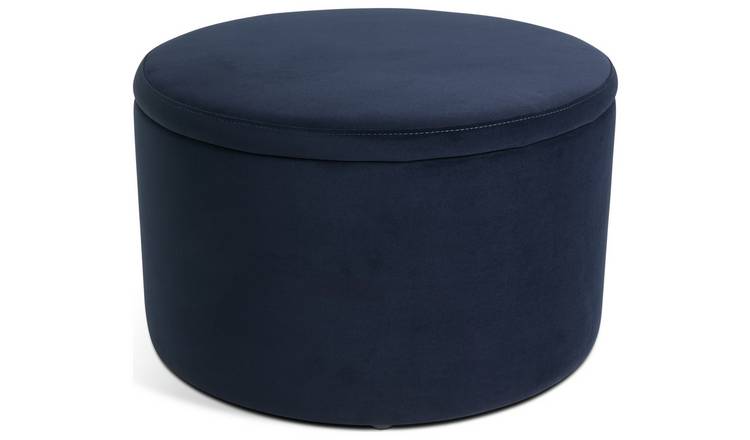 Argos Home Dex Velvet Ottoman  - Navy