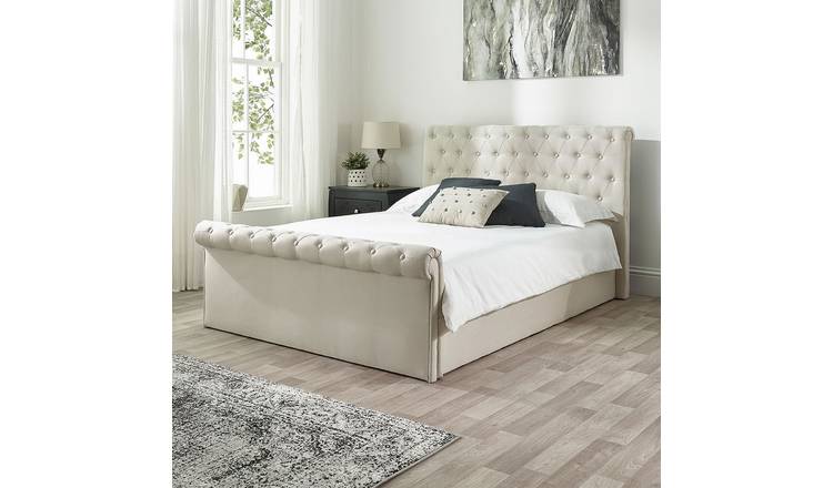 Aspire Chesterfield Small Double Ottoman Bed - Natural