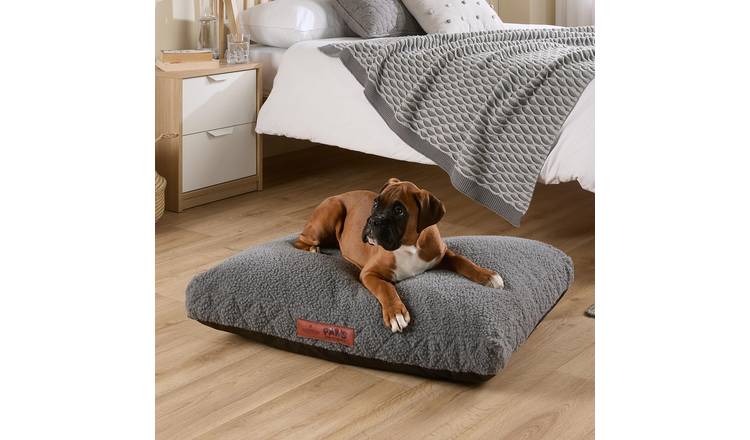 Paws For Slumber Sherpa Silver Pet Bed-Medium