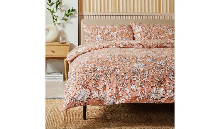 Argos Home Cotton Acorn Floral Rust Bedding Set - King size