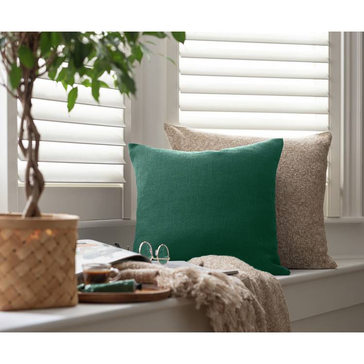 Habitat Basket Weave Cushion Cover - 2 Pack - Emerald 0